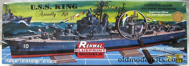 Renwal 1/500 USS King Destroyer Leader DDG-10, 85-0603 plastic model kit